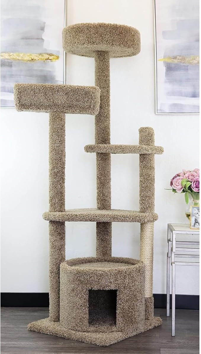 Maykoosh Large Cat Tree for Multiple Cats Sturdy Cat Penthouse with Scratching Posts Beige Brown/28 D x 30" W x 64" H
