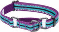 Blueberry Pet 4 Colors 3M Reflective Multi-Colored Stripe Martingale Safety Training Dog Collar, Violet and River Blue, Large, Heavy Duty Adjustable Collars for Dogs