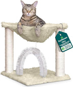 FurHaven 17.3" Tall Cat Scratching Post Tower for Indoor Cats, Sisal Cat Tree, Tiger Tough Hammock Interactive Playground, Toys & Perches for Cats, Sisal, Cream