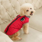 Warm Fleece Dog Coats with Durable Harness Buitl in D-Ring,Waterproof Puppy Jacket for Small Dogs,Dog Vest for Cold Winter,Red M