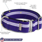 If It Barks - 1.5" Martingale Collar for Dogs - Adjustable - Nylon - Strong and Comfy - Ideal for Training - Made in USA - Large, Grape Crush