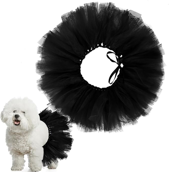 Dog Tutu Tulle Tutu for Dogs Small Large Medium Puppy Dress Ballerina Costume Skirt for Holiday Puppy Cats Bunny Pet Outfit Birthday Wedding Party Photo Prop Supplies(Black)