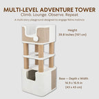 Trixie Lucano Cat Tree, 39.8-in Cat Tower with 8 Jute Scratching Posts & Plush & Sisal Covered Condo, Sturdy Base, Interactive Pom-Poms, Indoor Furniture for Climbing & Relaxation, Brown