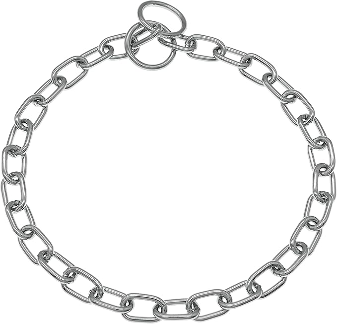 Herm Sprenger Chrome Plated Steel Fur Saver Dog Collar with Medium Link Professional Training Collar for Small Medium Large Dogs Correction Slip Chain Made in Germany (21 inches (54 cm))