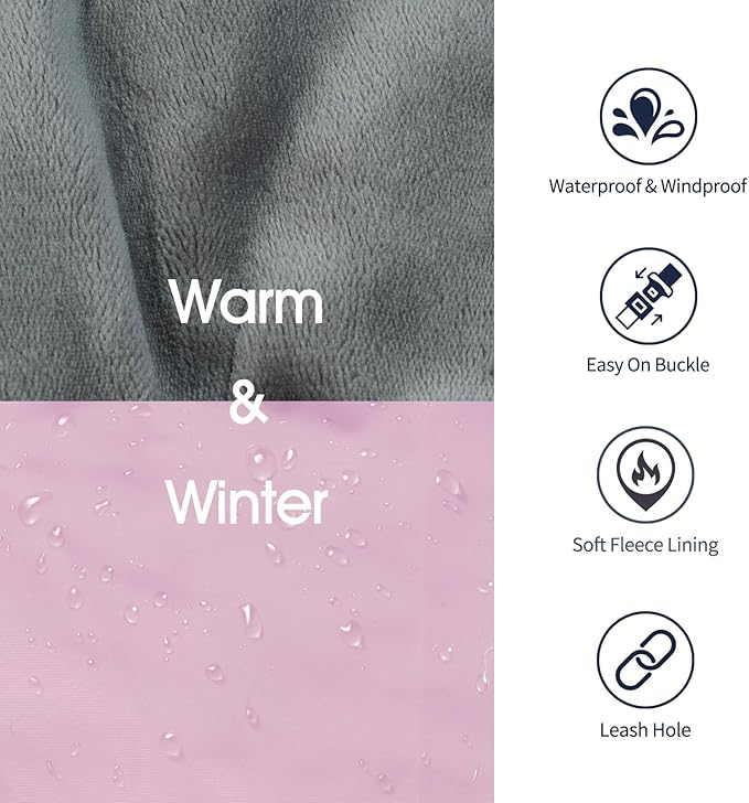 IECOii Dog Coat for Extra Large Dogs - Reflective Adjustable Jacket with Buckle Fleece Turtleneck for Cold Weather - Soft Winter Coat for Giant Breed Dogs, Great Dane Winter Clothes, Pink, 4XL