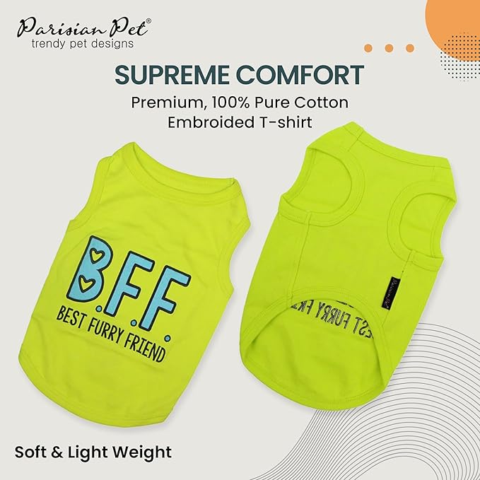 Parisian Pet Dog Shirt – 100% Cotton Shirts for Medium Dogs – Sleeveless Puppy Clothes – Lightweight Pet Apparel – Breathable Soft Dog Clothes and Tank Tops - Stretchy Funny T Shirts for Dogs