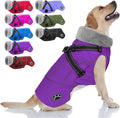 Doglay Dog Jacket Waterproof Dog Coat with Harness Built in, Christmas Puppy Winter Coat Reflective Turtleneck Puffer Snow Jackets for Small Medium Large Dogs