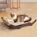 Extra-Larger Sisal Cat Scratcher Bed with Ball, 3-in-1 Cat Scratching Pad with Hammock, Natural Sisal with Solid Wood Frame Cat Scratch Post for Indoor Cats Lounger & Sleep & Scratch (Walnut)