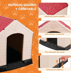 Plastic Dog House - Durable Dog House for Small Medium Large Dogs with Raised Floor and Ventilations, Ventilation, Easy to Clean and Assemble Dog Kennel