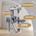 Magshion 36" Tower for Indoor Pets, Compact Multi-Level Condo with Scratching Posts, Top Perch, Side Basket & Dangling Ball, Climbing Furniture for Kittens & Seniors, Light Grey