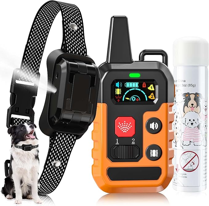 Citronella Training Collar for Dog [1* Citronella Refill] Spray Dog Collar with Beep/Vibration/Spray 4 Mode & 6 Adjustable Sensitivities, IPX7 Waterproof Dog Collar for L/M/S Dogs