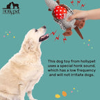 Hollypet Plush Dog Squeaky Toy Stuffed Armadillo Animal Pet Puppy Chew Toys with Clean Teeth for Small Medium Large All Breed Sizes Dogs, Gray, 8 in, Red Easter Eggs with WhiteDots
