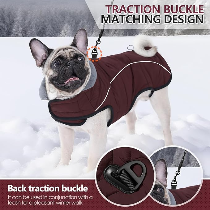 Dog Coats for Medium Large Dogs, Winter Puffer Jacket Waterproof, Warm Fleece Dog Vest with D-Ring, Drawstring & 2 Hidden Elastic Bands, Quilting Large Pet Warm Jackets for Cold Weather
