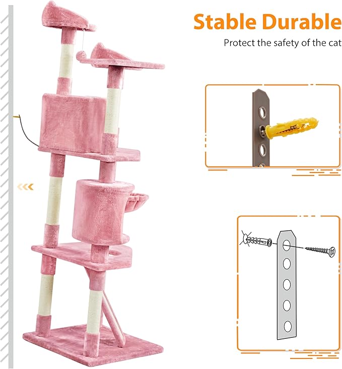Topeakmart Large Cat Tree Multilevel Cat Tower for Indoor Cats with Scratching Posts, Condo Cat Furniture Activity Center Cat Play House