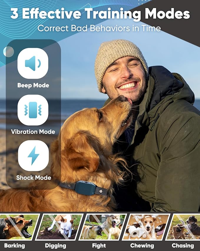 Remote Training Collar 3000FT Range – Rechargeable Waterproof Receiver, Adjustable Beep & Vibration Levels, Long Distance Control for Small Medium Large Dogs