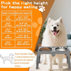 Elevated Dog Bowls for Large Dogs 5 Adjustable Heights 7.5"-15.4", 2 X-Large 10” Stainless Steel Bowls, Heavy Duty Raised Dog Bowl Stand Foldable Pet Feeder for Dogs Shoulder Height Over 15”, Grey