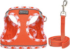 Mercano Soft Mesh Dog Harness and Leash Set, No-Chock Step-in Reflective Breathable Lightweight Easy Walk Vest Harnesses with Safety Buckle for Small Dogs, Cats (Tangerine, XXS)