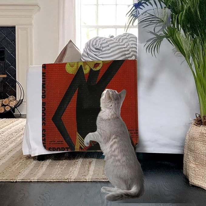 SCRATCHABLE Sisal Cat Scratcher, [+ Catnip Fish Toy], Cat Wall Scratcher, Couch Protector from Cat Scratching, Scratching Mat- 24 X 15.8 with 12 Adhesive Velcro Stripes