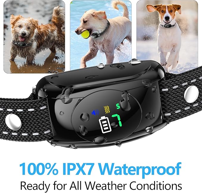 No Shock Bark Collar for Large & Medium Dogs - Safe & Humane Dog Bark Collar with Beep & Vibration 7 Adjustable Sensitivity Levels, IPX7 Waterproof Dog Training Collar Indoor Outdoor Use