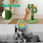 Cat Tree for Indoor Cats — Cactus-Shaped Mini Scratching Post, Compact Apartment Tower for Kittens & Adult Cats, Fun Play & Furniture Protection