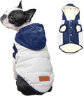 Fleece Lining Extra Warm Dog Hoodie in Winter for Medium Dogs Jacket Pet Coats with Hooded,Beige and Blue L