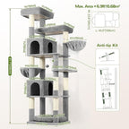 Globlazer Heavy Duty Cat Tree, 81 inch Extra Large Cat Tree for Indoor Cats Large Adult, Sturdy Cat Tower with 8 Scratching Post, 2 Cat Condos, 2 Platform, S81C, Light Grey