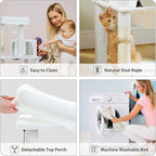 PETEPELA 56.3'' Tall Cat Tree for Indoor Large Cats, Multi-Level Cat Tower with Super Large Hammock (20''X16''), Sisal Covered Scratching Posts, Cozy Condo and Top Perch,White