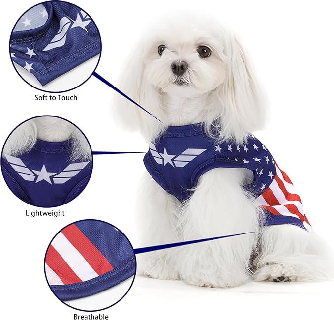 American Flag Inspired Dog Vest: Perfect Dog Shirt, Ideal Tank Top for Everyday Wear, Independence Day Celebrations Quality Materials for a Cute and Stylish Look Blue USA XL