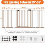 keny 29"-55" Extra Wide Baby Gate, Pressure Mounted No Drilling Dog Gate for Stairs Doorways, Easy Walk Through Safety Gate for Babies or Pets, 30" Tall, Brown