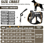Tactical Dog Harness and Leash Set Small Sized Dog,Heavy Duty No Pull Service Dog Vest and 10 Patches with Dog Seat Belt,Reflective Adjustable Pet Harness for Training Walking Hiking Black S