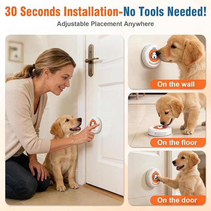 ChunHee Recordable Bells for Dog Training to Go Outside - Dog Door Bell with 5 Adjustable Volume | Bell for Dogs to Ring to Go Potty | Teach Puppies to Signal to Go Outside & Potty