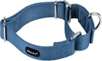 Mikivery Martingale Dog Collar Nylon Adjustable and Safety Training Colourful Comfortable Metal Buckle Pet Collars for Small Medium and Large Dogs(Haze,L)