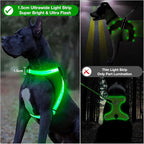 ChalkLit Light Up Dog Harness, No Pull Led Dog Harness Glow-in-The-Dark for Night Walking, USB Rechargeable Lighted Safety Vest for Medium Large Dogs, Adjustable Soft Mesh Fully Illuminated (Green, M)