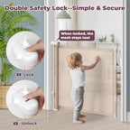 76" Retractable Baby Gates Extra Wide, Mesh Long Dog Gate for Wide Openings, Indoor Outdoor Stair Gate for Doorways Hallways Deck Porch, Child Pet Safety Essentials for Home, Beige