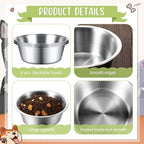 Yahenda 6 Pcs Stainless Steel Metal Dog Bowls Bulk Replacement Basic Thickened Pet Bowls for Small Medium Large Dogs, Dishwasher Safe(6.9 Inch)