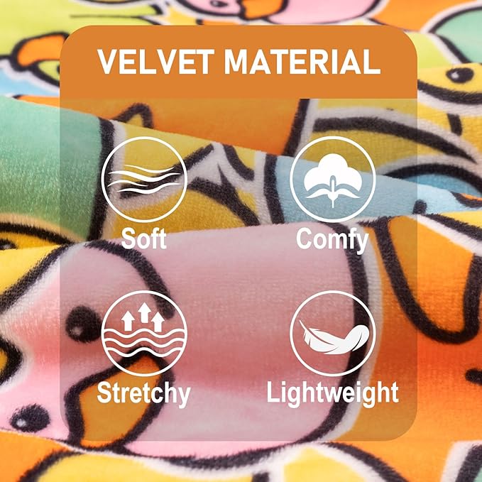KYEESE Dog Pajamas Velvet Pet Coat Stretchy Doggie Costumes Soft Doggie Pajamas for Small Dog Colorful Duck Printing Pets Pjs Comfy Dogs Clothes Stretchable Pet Jammies Soft Dogs Onesie, X-Large