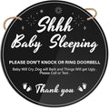 Shhh Baby Sleeping Sign for Front Door 9 inch Durable Acrylic Do Not Knock or Ring Doorbell Sign with Rope No Knocking Door Signs for New Parents Homes with Pets Nap Time Nurseries