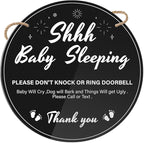 Shhh Baby Sleeping Sign for Front Door 9 inch Durable Acrylic Do Not Knock or Ring Doorbell Sign with Rope No Knocking Door Signs for New Parents Homes with Pets Nap Time Nurseries