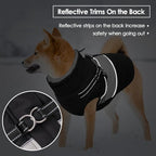 SUNFURA Dog Coat, XXL Dog Jacket Winter with Harness Built in, Waterproof Pet Snow Jacket with Furry Collar for Chilly Day, Reflective Fleece Snowsuit for Extra Large Dogs, Black 2XL