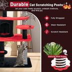 PETSITE Gothic Cat Tree - 52 Inch Tower with Sisal Scratching Post, Coffin Bed, Cat Condo, Ladder and Bat-Shaped Ball, 6-Tier Goth Cat Tree for Indoor Cats