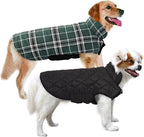MIGOHI Reversible Dog Coats, Warm, Windproof & Waterproof Jackets for Cold Weather, British Plaid Warm Dog Vest, Green, 2XL