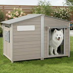 55''L Extra Large Dog House Outdoor Weatherproof, Wooden XL Dog Houses Kennel Breed with Waterproof Roof, Chew-Proof Iron Frame, Doghouse Pet Shelter Fits Small to Large Dogs