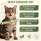 2 Pack Cat Scratcher Toys with Balls Bells, Magic Organ Foldable Cat Scratching Board for Kitten, Interactive Toys for Indoor Outdoor Exercise Anxiety Relief, Auburn