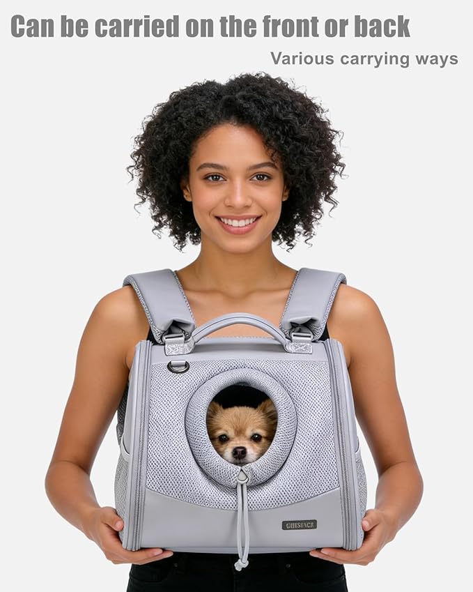 Pet Dog & Cat Chest Carrier Backpack,Adjustable Ventilated Carrier for Small Dogs Cats,Front Facing Puppy Carrier Backpack,Lightweight Doggy Backpack for Travel Hiking Outdoor (Heather Grey)