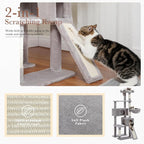 PEQULTI 60'' Cat Tree, Tall Cat Tower with 2 Large Condos, Wide Top Perch, Cozy Hammock and Sisal Scratching Posts for Indoor Cats Lare Adult Gray