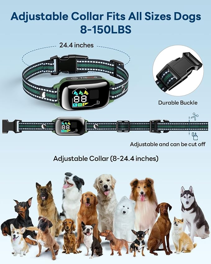 Dog Shock Collar - 3300FT Dog Training Collar with Remote, IPX7 Waterproof Electric Dog Collar with 4 Training Modes, Security Lock, Rechargeable E-Collar for Small Medium Large Dogs (Green)