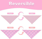 Dog Bandana Girl Large 2PCS, Pink Spring Scarf, Durable Triangle Reversible Bibs Handkerchief for Puppy Pet