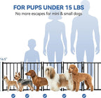 BFNN Metal Short Dog Gate, 16.5" High to Step-Over, Free Standing Foldable Pet Gate, Up to 72" Wide Puppy Fence for Stairs and Doorways, Indoor & Outdoor Use, No Drilling and No Assembly, Black