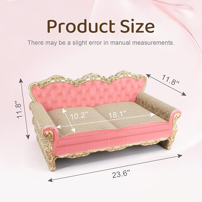 SONGWAY Cardboard Cat Scratcher Bed - Couch Shaped Cat Scratching Board, Cute Lounge Bed Scratching Pad for Indoor Cats Resting Playing