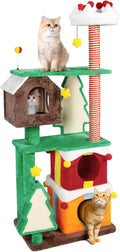 KAMABOKO Christmas Cat Tree Cat Tower with Cat Condos, 68.9" Multi-Level Top Perches, Sisal Ramp Scratching Posts, Cozy Basket, Hammocks, Large Cats Pet Activity Structure